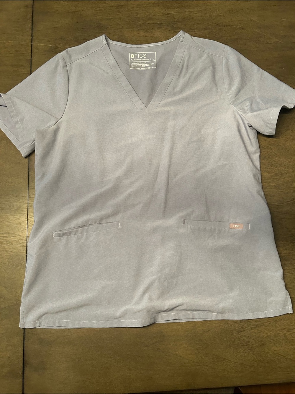 Figs Men's V-Neck Top in Light Gray